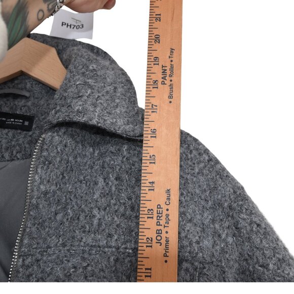 Zara Cropped Gray Zip Jacket Cozy Minimal XS Euro Coded - Picture 7 of 9